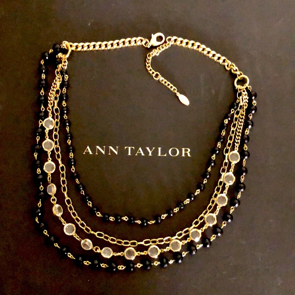 Ann Taylor four-strand gold and black necklace